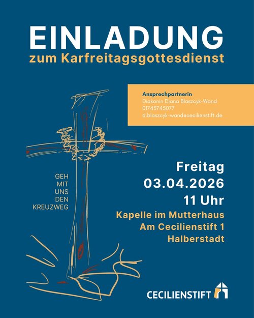 Wir laden euch zum Karfreitagsgottesdienst am 3. April um 11 Uhr in unsere Mutterhauskapelle ein!