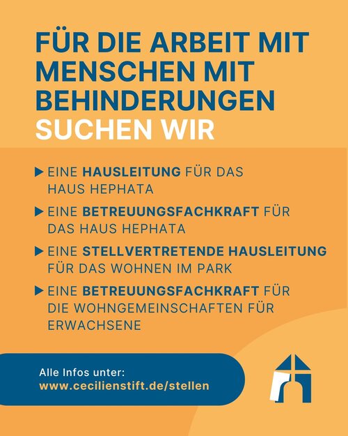 Ihr sucht eine sinnstiftende Tätigkeit? Dann seid ihr bei uns genau richtig!

#cecilienstift #mitliebefürmenschen...